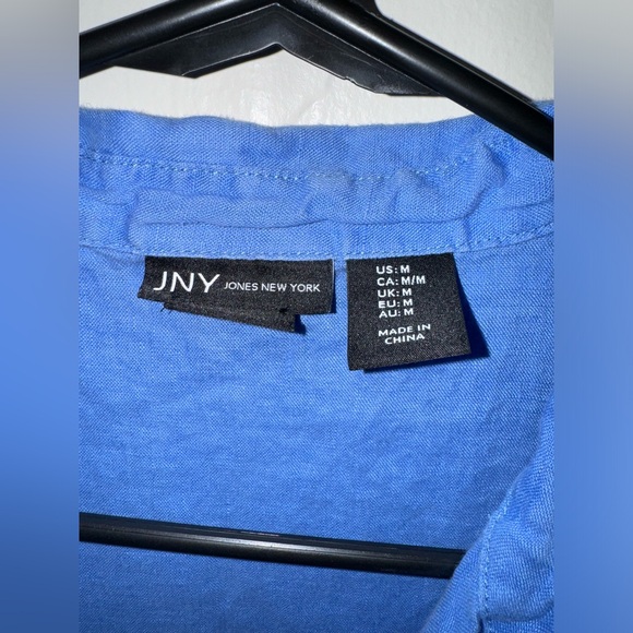 JNY Jones New York Light Blue Popover Linen Tank Top Size Medium - Picture 3 of 4